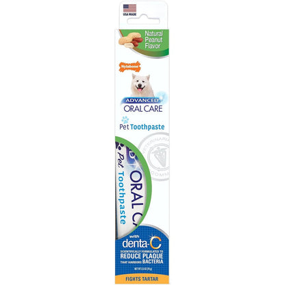 Nylabone Advanced Oral Care Natural Dog Toothpaste Peanut Butter Flavor 2.5 Ounce Tube For Plaque And Tartar Control