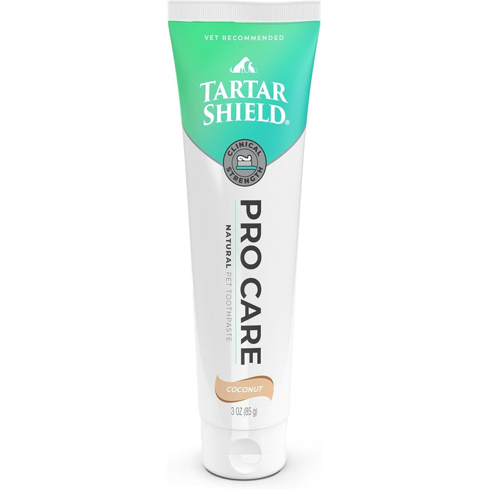Tartar Shield Pro Care Natural Coconut Toothpaste For Dogs And Cats VOHC Accepted Human Grade Plaque And Tartar Reduction Dental Care 3 Ounce