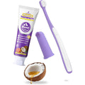 VVHOMIFE Small Dog And Cat Toothbrush Kit With Coconut Chicken Flavored Toothpaste Two Point Five Ounce And Silicone Finger Brush