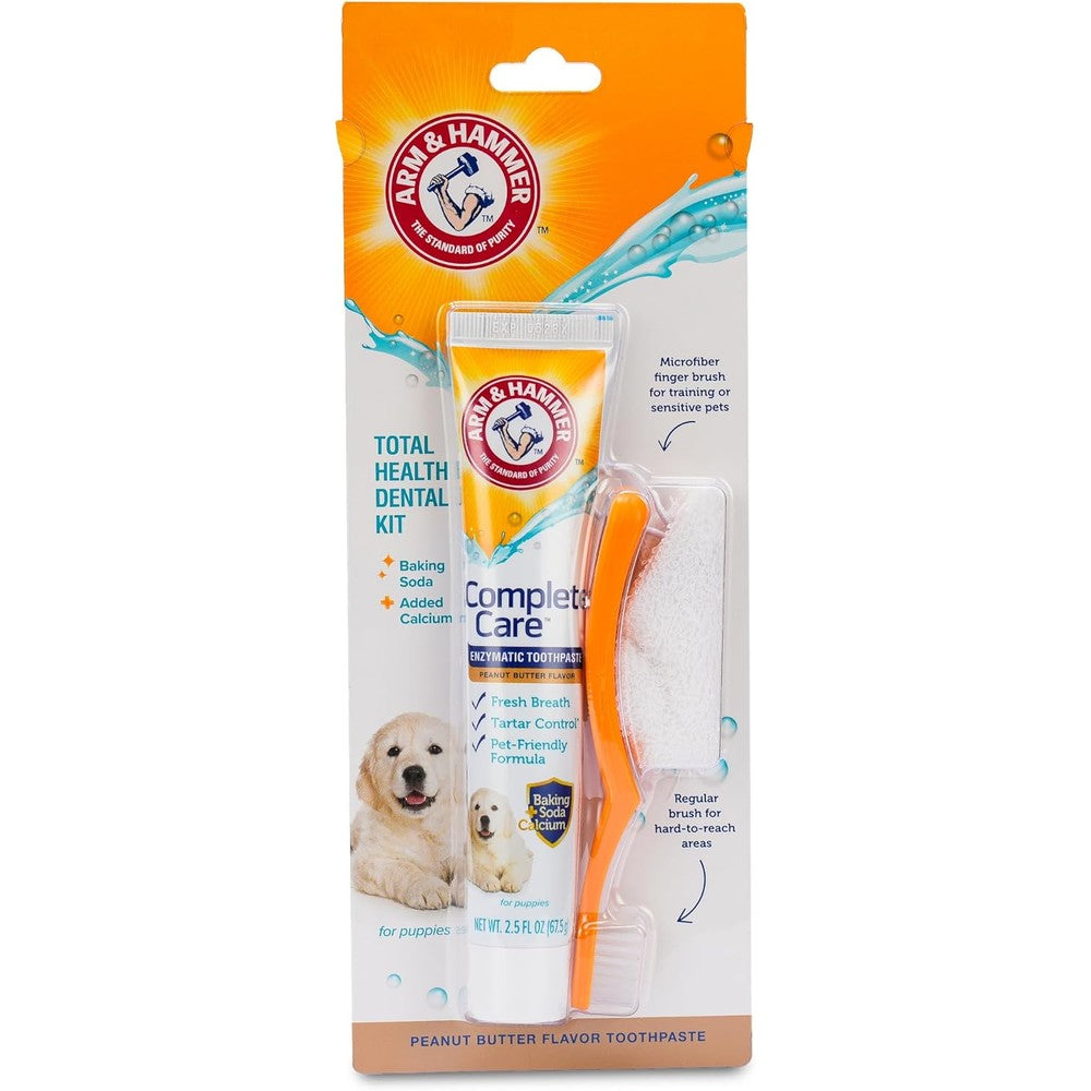 Arm And Hammer Complete Care Puppy Dental Kit With Enzymatic Toothpaste Baking Soda And Calcium Peanut Butter Flavor 2.5 Ounce
