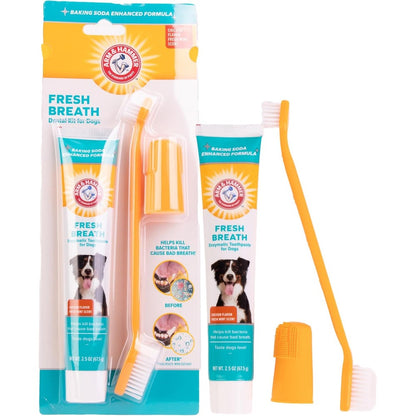 Arm And Hammer For Pets Enzymatic Dog Dental Care Kit With Chicken Flavored Toothpaste And Double Sided Toothbrush And Finger Brush 2.5 Ounce