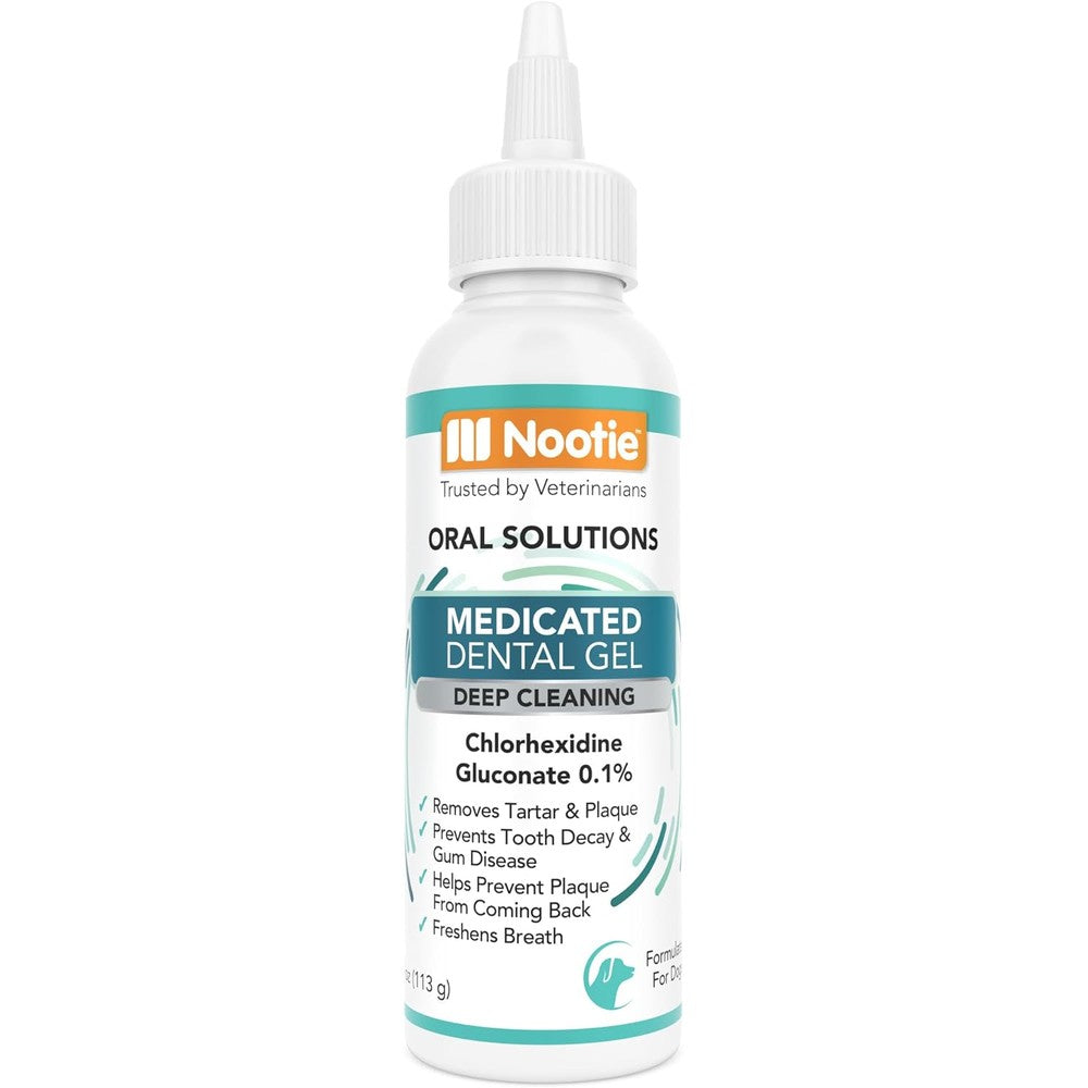 Nootie Medicated Dental Gel For Dogs, Breath Freshener And Teeth Cleaner, Prevents Plaque And Tartar Build Up, 4 Fluid Ounce