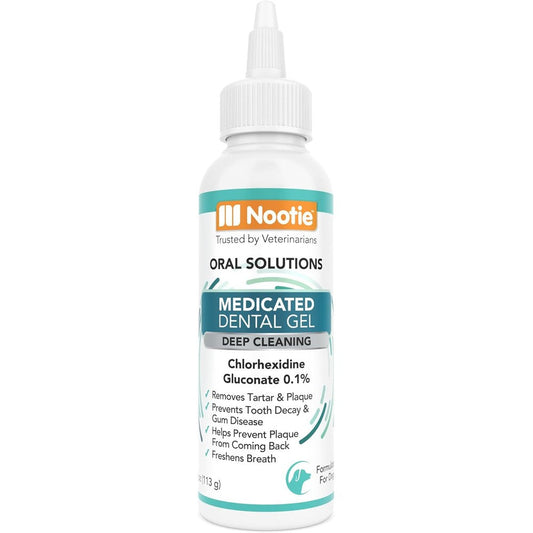 Nootie Medicated Dental Gel For Dogs, Breath Freshener And Teeth Cleaner, Prevents Plaque And Tartar Build Up, 4 Fluid Ounce