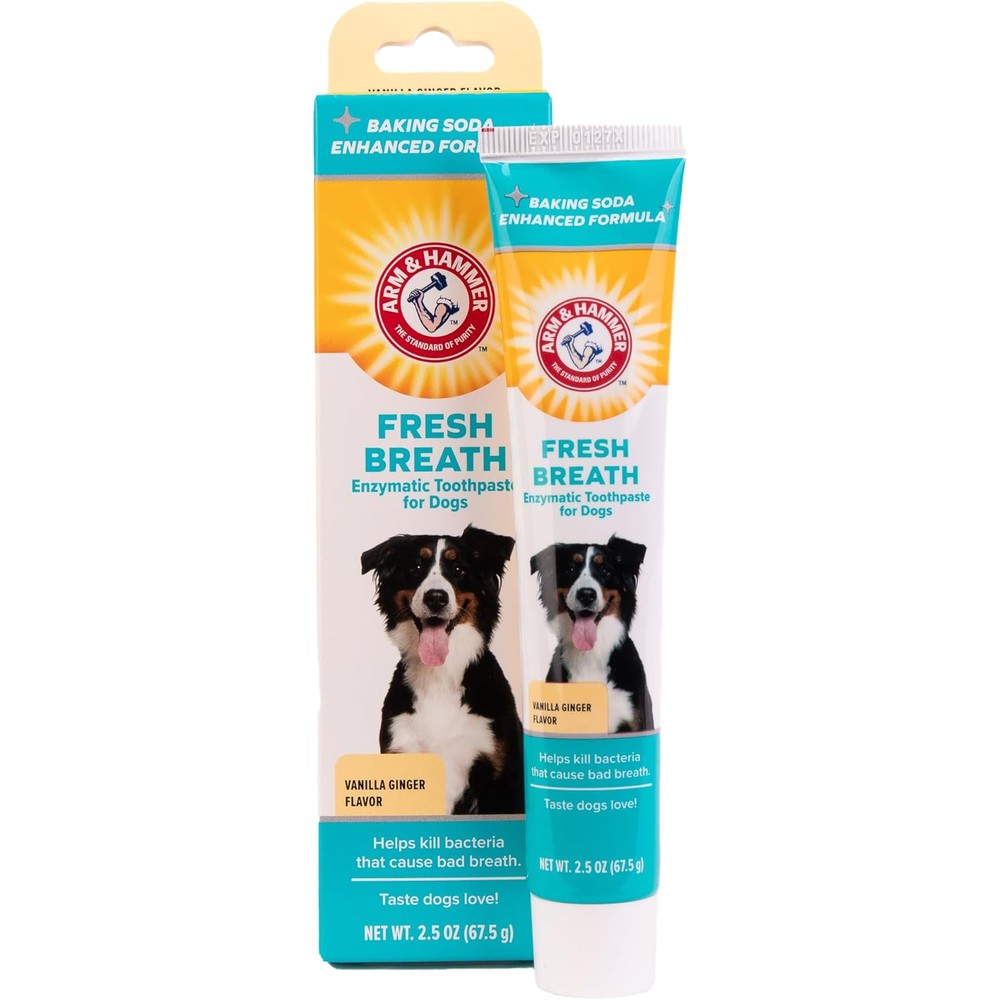 Arm And Hammer Clinical Care Enzymatic Dog Toothpaste Vanilla Ginger Flavor 2.5 Ounces Dental Gel For Daily Oral Hygiene And Tartar Control