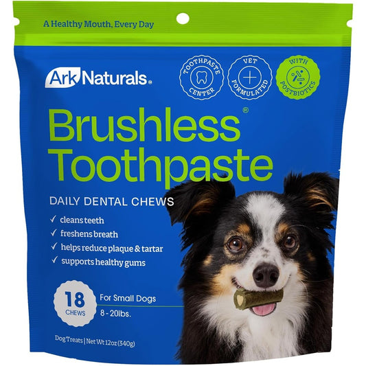 Ark Naturals Brushless Toothpaste Dog Dental Chews For Small Breeds, 12 Ounce, 1 Pack, Authentic USA Imported Pet Dental Care