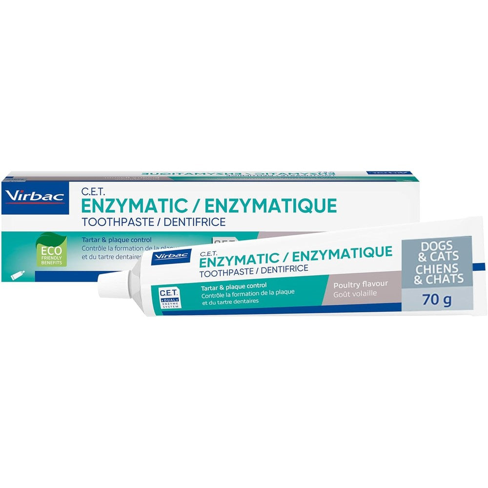 Virbac C.E.T. Enzymatic Toothpaste For Dogs And Cats With Tartar And Plaque Control Poultry Flavor 2.5 Ounces