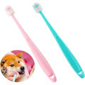 Dqitj 360 Degree Small Dog And Cat Toothbrush 2 Piece Set Soft Silicone Bristles For Deep Oral Cleaning And Gum Care
