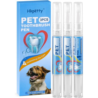 Hkpetty 3 Piece Pet Toothbrush Pen Set For Dogs And Cats Natural Plant Based Teeth Cleaning And Tartar Remover Tool