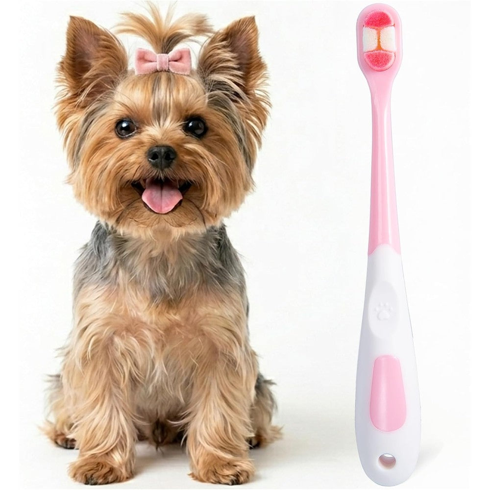 MoonyMars Small Dog Toothbrush Cat And Puppy Tooth Brushing Kit Ultra Soft Head Brush For Tiny To Medium Pets Pink 1 Piece