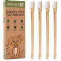 Prymal Pets Bamboo Dog Toothbrush 4-Pack Two Sided Brush For Small And Large Dogs And Cats With Soft Bristles For Dental Care