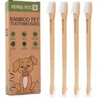 Prymal Pets Bamboo Dog Toothbrush 4-Pack Two Sided Brush For Small And Large Dogs And Cats With Soft Bristles For Dental Care