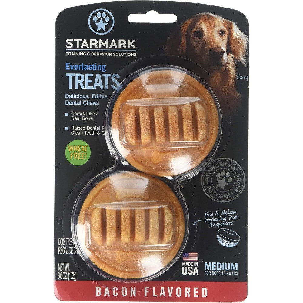 Starmark Everlasting Dental Chew Bacon Flavored Wheat Free Long Lasting Edible Dog Treats For Medium Dogs Eight Count Pack