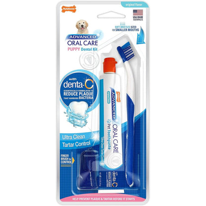 Nylabone Advanced Oral Care Puppy Dental Kit Original Formula Toothbrush and Toothpaste Set 3 Count