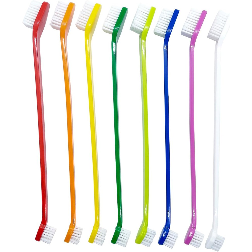 Juwantu Dog Toothbrush Set Of 8 Dual Headed Dental Hygiene Brushes For Dogs And Cats