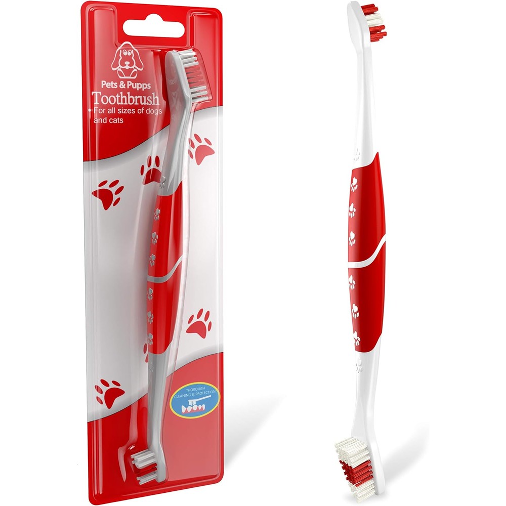 Pets & Pupps Pet Toothbrush For Dogs And Cats With Soft Bristles Dual Head Design For Medium And Large Pets Pack Of One