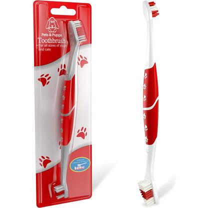 Pets & Pupps Pet Toothbrush For Dogs And Cats With Soft Bristles Dual Head Design For Medium And Large Pets Pack Of One