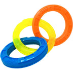Nerf Dog 11.5 Inch 3-Ring Thermoplastic Rubber Tug Interlocking Dog Toy Variant Blue Green And Orange 1 Count