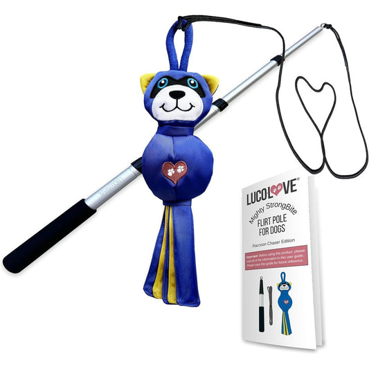 Lucolove Flirt Pole For Dogs Heavy Duty Multi Sensory Tough Chase Toy For Medium And Large Breeds With Thirty Five Inch Extra Strong Aluminum Wand ...