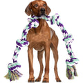 Loncoldy Dog Rope Toy 42 Inch 6 Knots Indestructible Natural Cotton Heavy Duty Tug Of War Chew Toy For Medium And Large Breeds