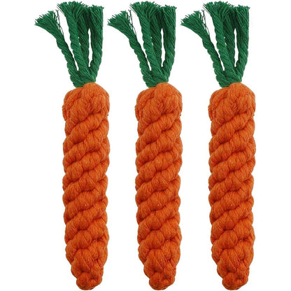 HESUILONG Puppy Teething Rope Chew Toys Carrot Shaped Safe Braided Cotton Pet Toys For Small Dogs And Cats Three Piece Set
