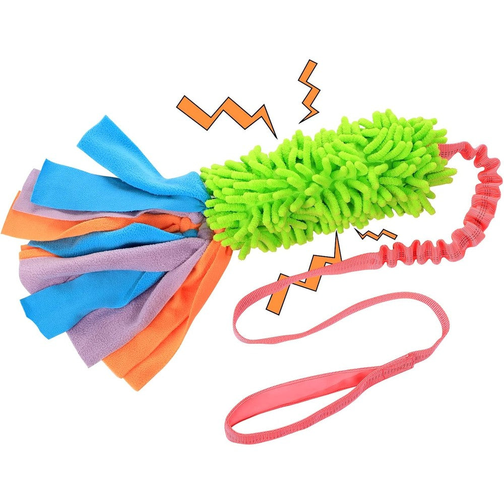 SCHITEC Dog Tug Toy Bungee Tug Of War Rope Toy With Squeaky Sound And Textured Chenille Bite Pillow For Puppy Small Medium Large Dogs