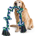 SZEE Dog Rope Toy For Large Dogs Heavy Duty 37 Inch 5 Knots Tug Of War Rope For Aggressive Chewers Green And Blue