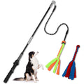 SYOOY Flirt Pole For Dogs Interactive Teaser Wand Play Pole With Two Replaceable Fleece Rope Lures For Small Medium And Large Breeds Black And Yellow
