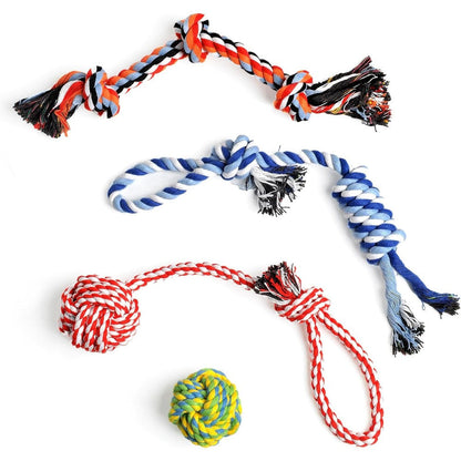 TwoEar Dog Rope Toy Four Pack Puppy Teething Toys For Small Breed Indestructible Dog Chew Toys For Aggressive Chewers Cotton Tug Of War Toys