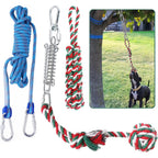 HOPET Dog Outdoor Bungee Hanging Toy Heavy Duty Tether Tug Of War Toy With Stainless Steel Spring Pole Kit And Two Cotton Chew Ropes For Medium To ...