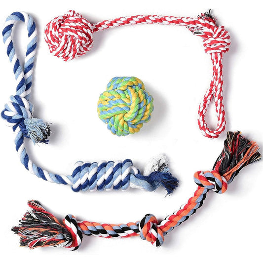Fida Dog Rope Toys 4 Pack Sturdy Cotton Chew Tug Ropes For Puppy Teething And Interactive Exercise For Small To Medium Dogs