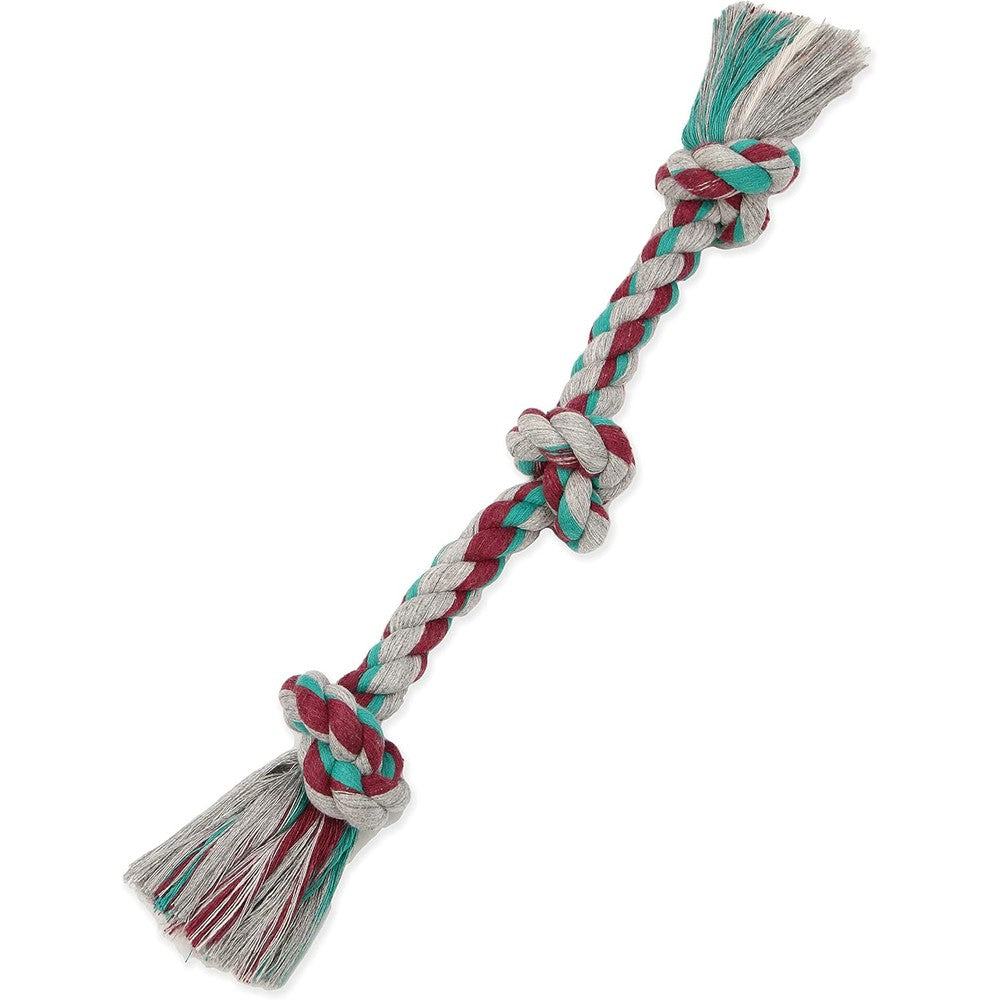 Mammoth Pet Products Flossy Chews Three Knot Rope Tug small dog chew toy front view