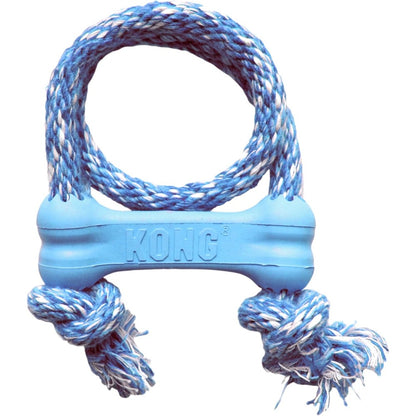 KONG Puppy Goodie Bone With Rope Durable Natural Rubber Teething Toy For Extra Small Puppies Blue