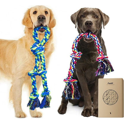 Feeko Heavy Duty Dog Rope Toys For Large Breed Aggressive Chewers Indestructible Teeth Cleaning Tug Of War Toy Two Pack