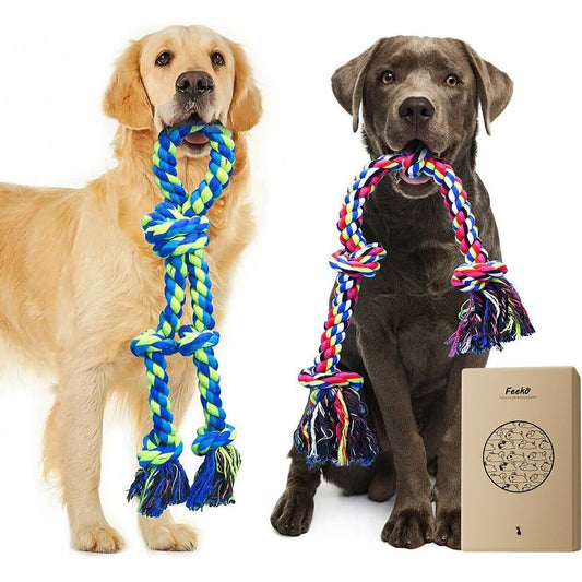 Feeko Heavy Duty Dog Rope Toys For Large Breed Aggressive Chewers Indestructible Teeth Cleaning Tug Of War Toy Two Pack