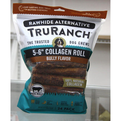 TruRanch All Natural Collagen Roll Bully Flavor Rawhide Alternative Long Lasting Dog Chews Twenty Four Count Three Point One Six Pounds