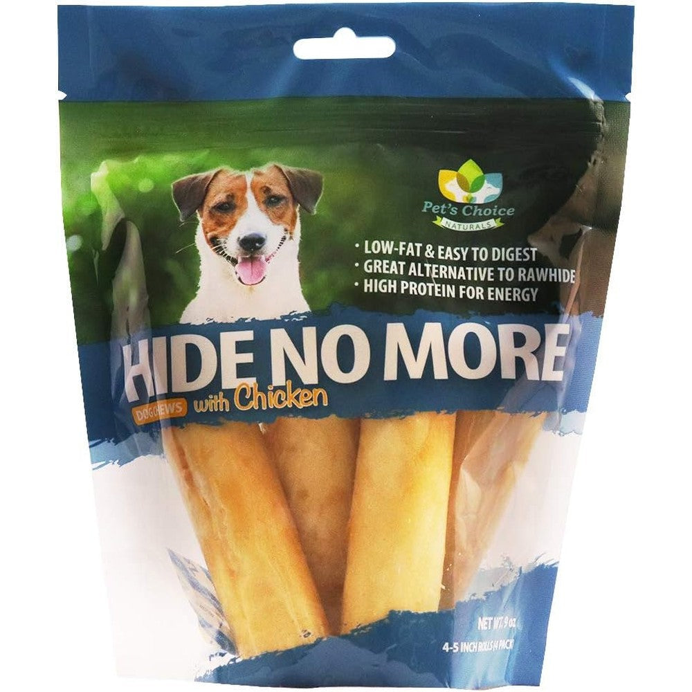 Pet's Choice Pharmaceuticals HideNoMore Rawhide Free Chicken Chew Treats For Dogs Four to Five Inch Four Count