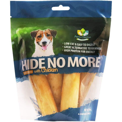 Pet's Choice Pharmaceuticals HideNoMore Rawhide Free Chicken Chew Treats For Dogs Four to Five Inch Four Count
