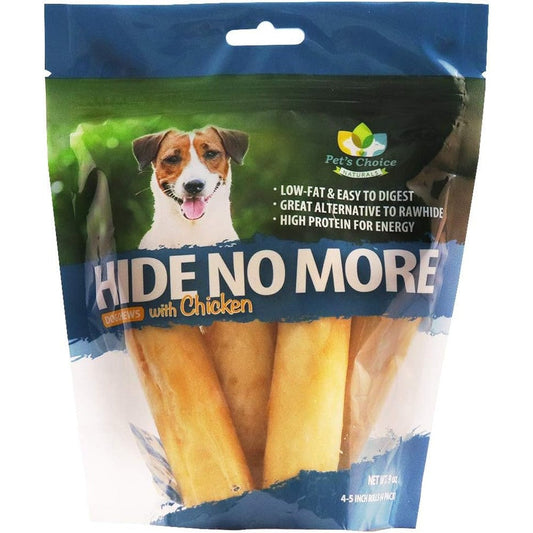 Pet's Choice Pharmaceuticals HideNoMore Rawhide Free Chicken Chew Treats For Dogs Four to Five Inch Four Count