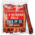 Canine Chews Eight To Nine Inch Beef Basted Rawhide Rolls Durable Long Lasting Dog Chew Bones For Medium And Large Breeds Twenty Five Pack