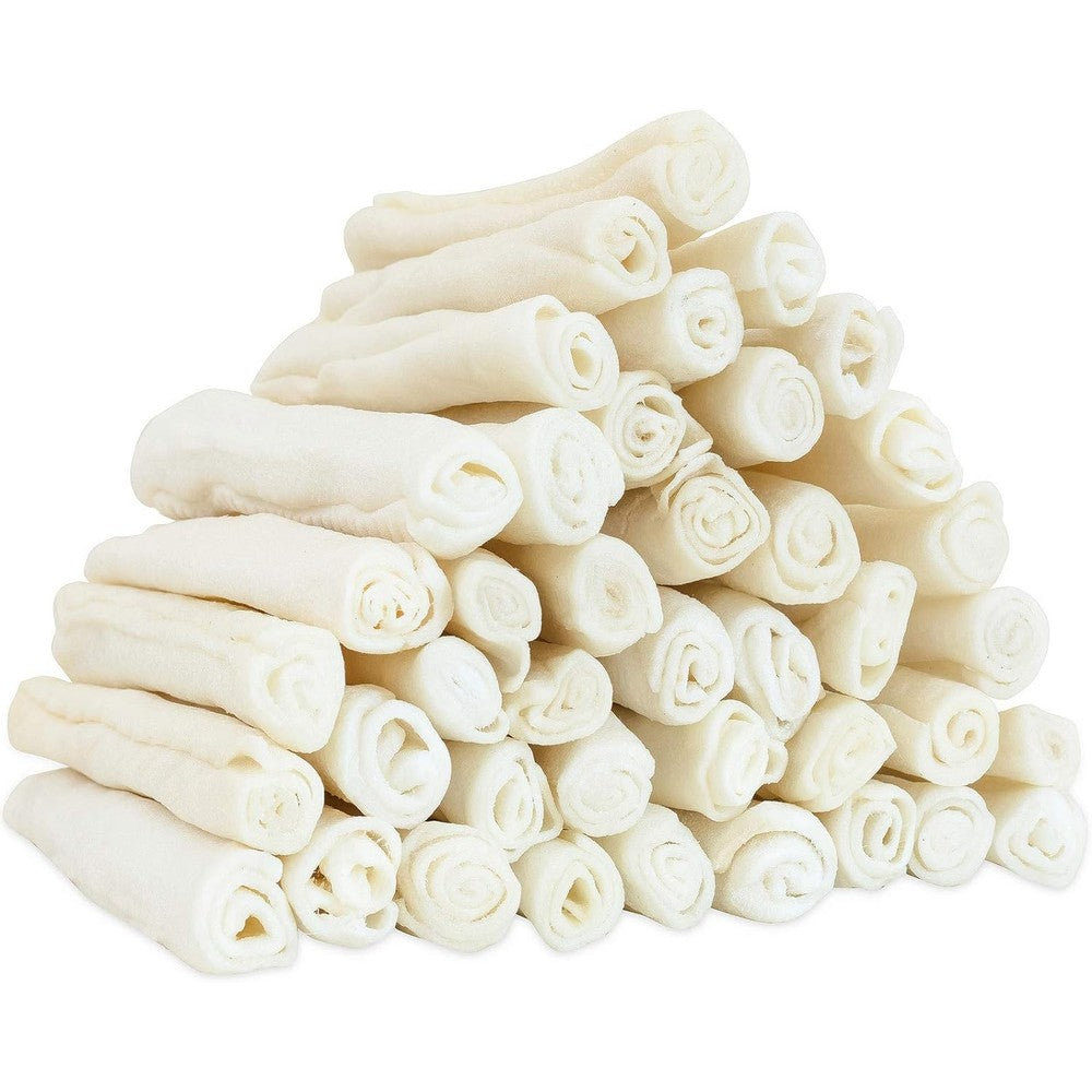 Mon2sun Dog Rawhide Rolls Twist Sticks Healthy Dental Dog Chew Treats Natural Flavor 6.5 Inch 40 Count For Puppy And Small Dogs