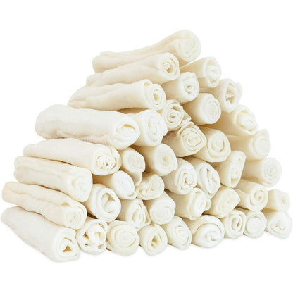 Mon2sun Dog Rawhide Rolls Twist Sticks Healthy Dental Dog Chew Treats Natural Flavor 6.5 Inch 40 Count For Puppy And Small Dogs