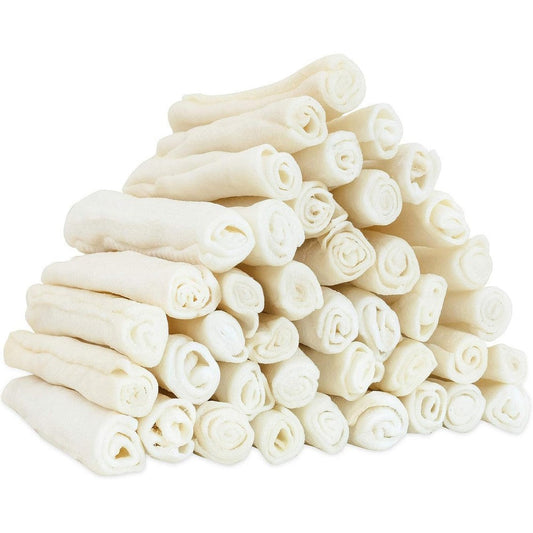 Mon2sun Dog Rawhide Rolls Twist Sticks Healthy Dental Dog Chew Treats Natural Flavor 6.5 Inch 40 Count For Puppy And Small Dogs