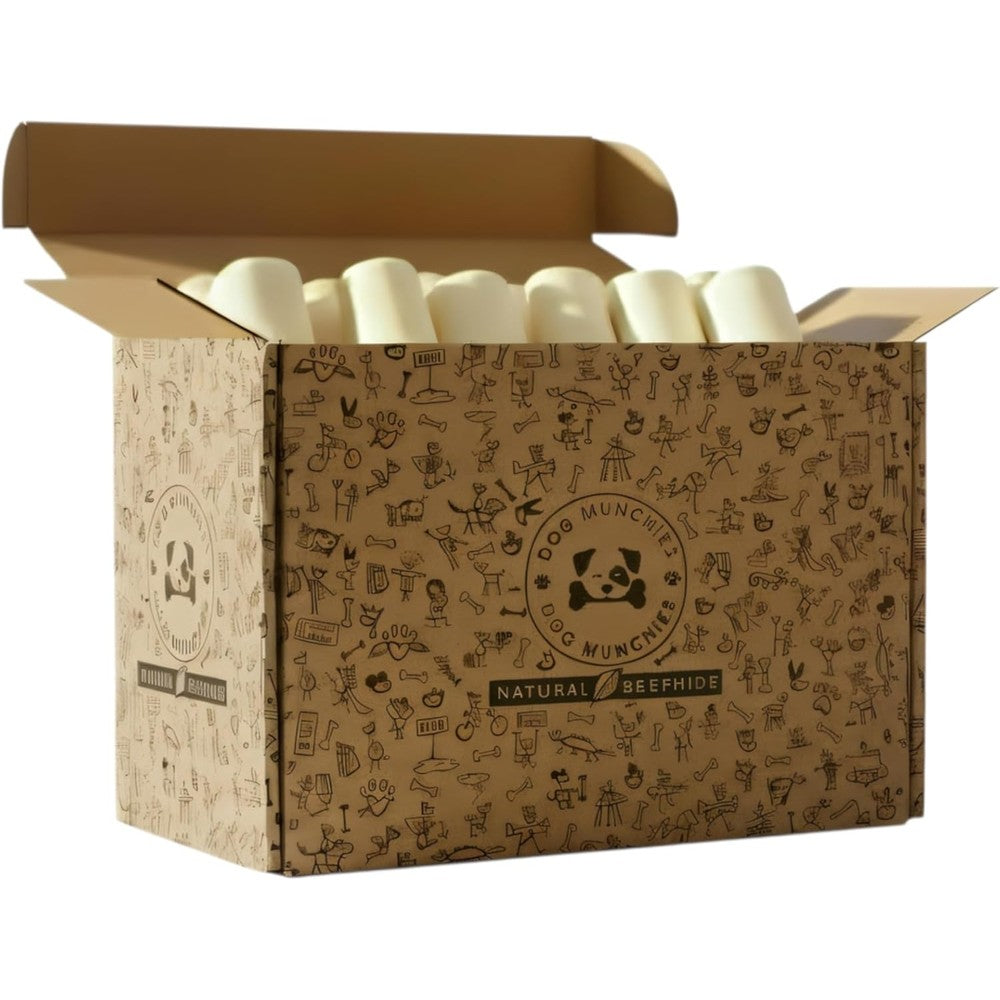 Cowdog Chews Retriever Roll 9-10 Inch Natural Rawhide All Natural Pasture Raised Cattle Dog Munchies Long Lasting Dental Treats 20 Pack