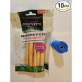 Dentley's Rawhide Free Retriever Sticks With Real Chicken Healthy Dog Chews For Small And Medium Dogs 10 Count 5 Inch With 1 Dog Waste Roll