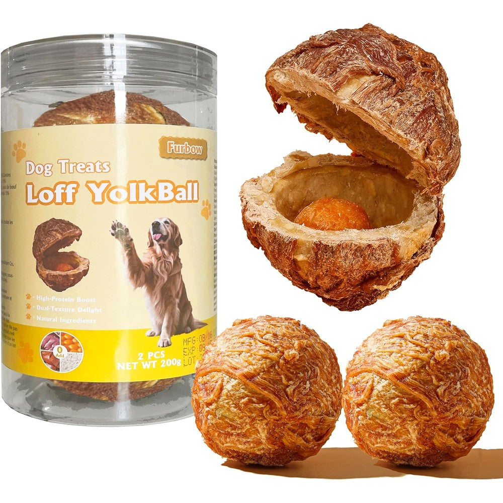 Olsdeeool Dog Treats Duck Wrapped Rawhide Spherical Balls With Egg Yolk Center Fun Dental Chews For Medium And Large Dogs Two Hundred Grams Container