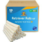 Kookamunga Brazilian Pet Natural Treats Rawhide Rolls Dog Chews Bones Six Point Five Inch Eighteen Count For Puppies And Small Dogs