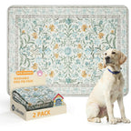Lahome Washable Reusable Pee Pads For Dogs Beige Botanical Floral 2 Pack Puppy Training Mats Super Absorbent Waterproof Leakproof 36 Inches By 48 I...