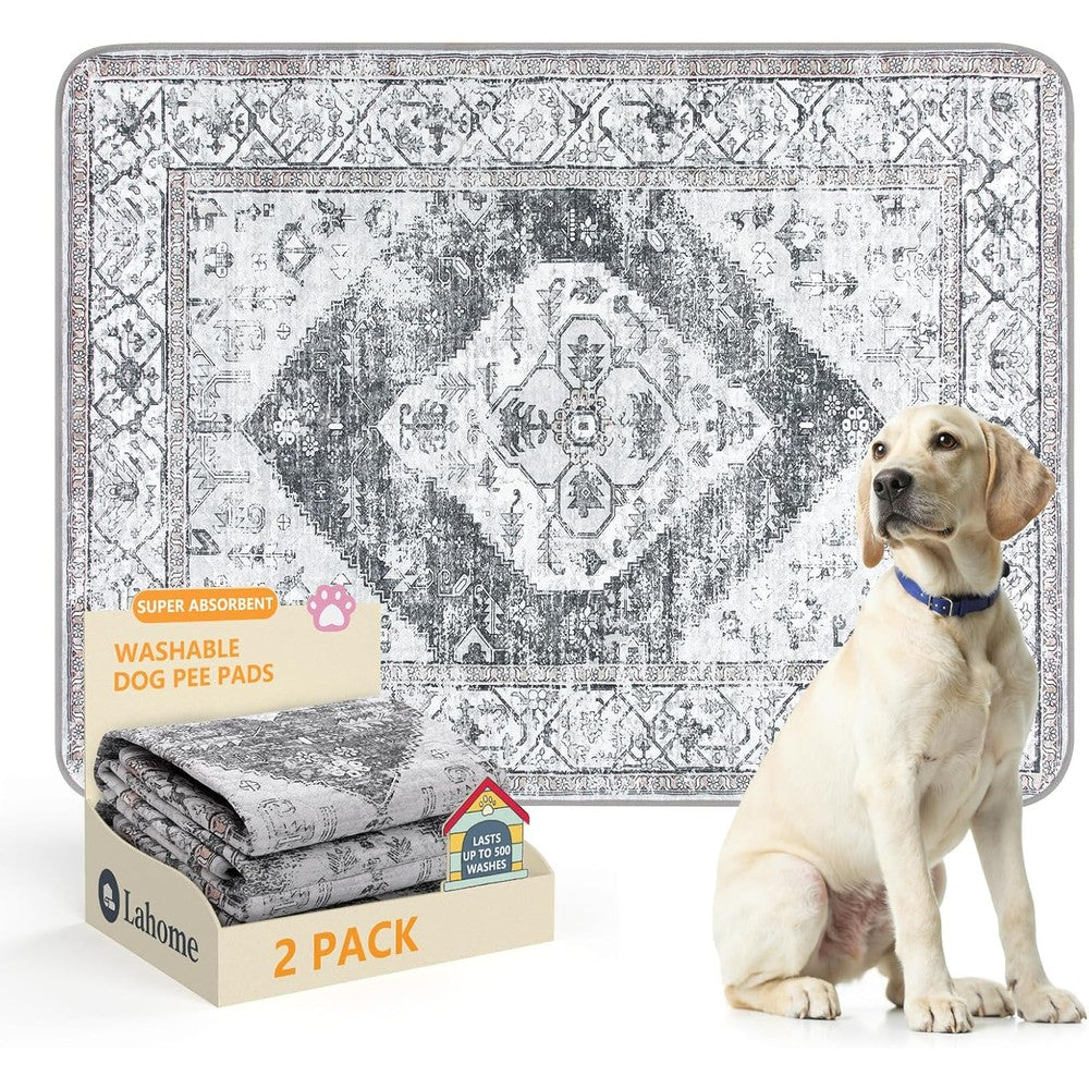 Lahome Reusable Washable Puppy Pads 2 Pack Super Absorbent Waterproof Dog Training Mats For Potty Crate And Floor Leakproof Pee Pads Gray 36 Inch B...