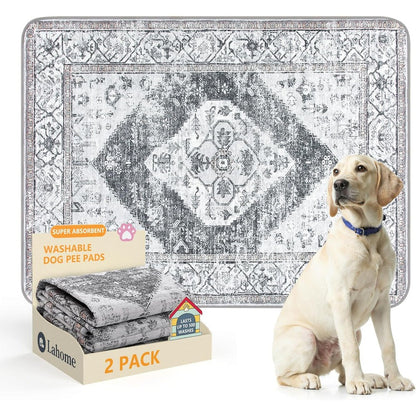 Lahome Reusable Washable Puppy Pads 2 Pack Super Absorbent Waterproof Dog Training Mats For Potty Crate And Floor Leakproof Pee Pads Gray 36 Inch B...