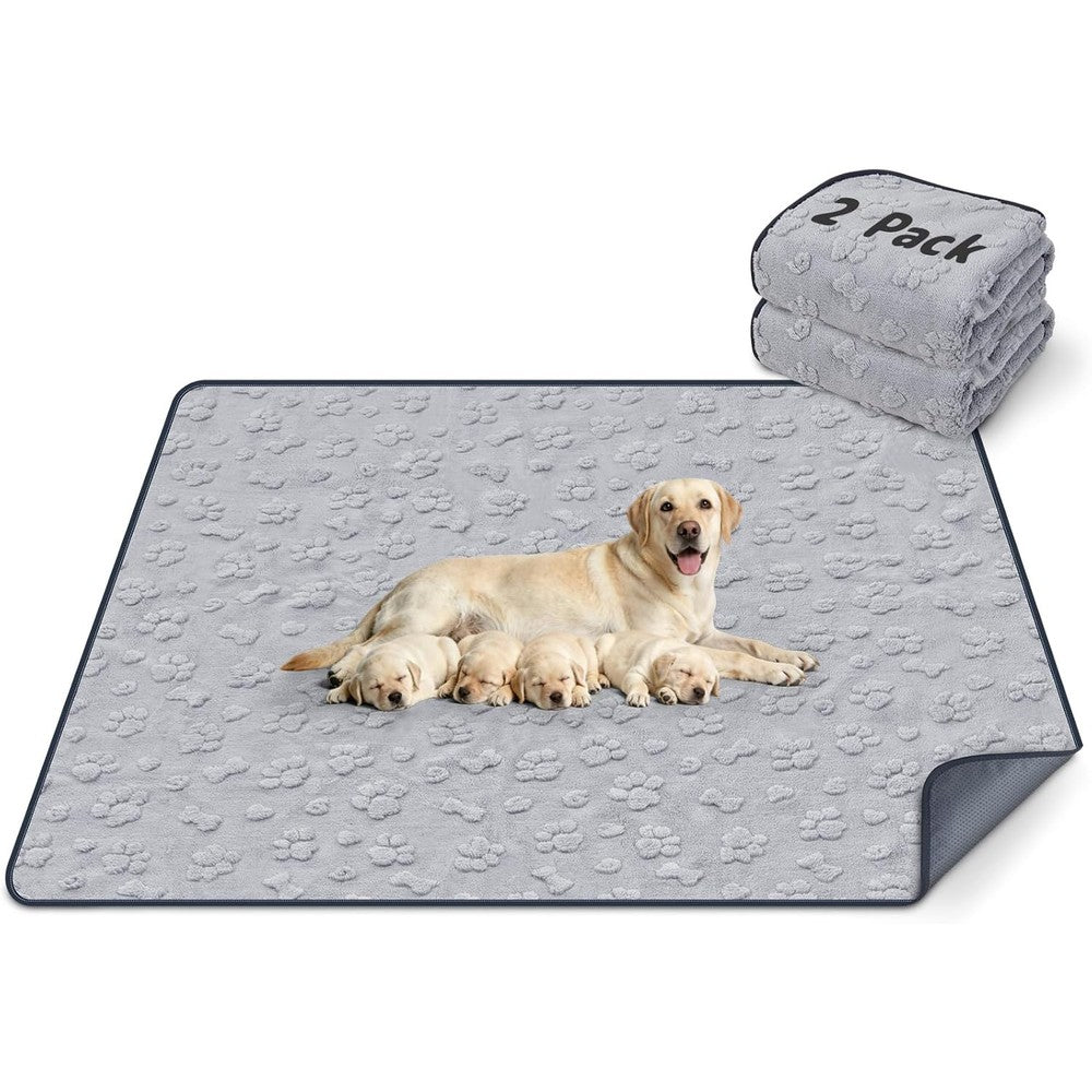 Loobani Washable Pee Pads For Dogs 36 Inches By 48 Inches 2 Pack Extra Large Whelping Mats For Floor And Playpen In Gray